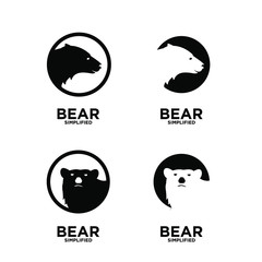 set of Bear head roar circle logo icon design vector illustration