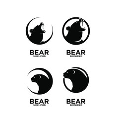 set of Bear head roar circle logo icon design vector illustration
