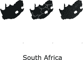 South Africa vector maps with administrative regions, municipalities, departments, borders