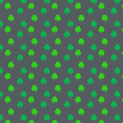 Three leaf clover seamless pattern on dark background