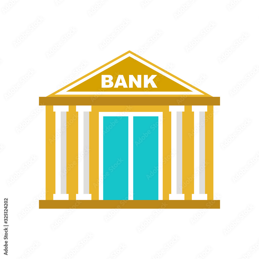 Wall mural Bank building icon on a white background. Architecture