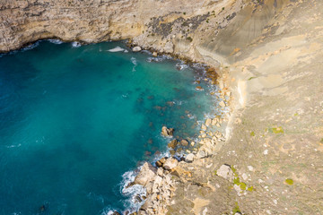 Aerial view of exotic Anhor bay in Malta Island in summer holiday