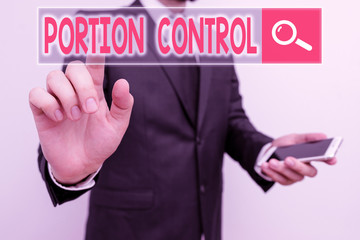 Word writing text Portion Control. Business photo showcasing knowing the correct measures or...