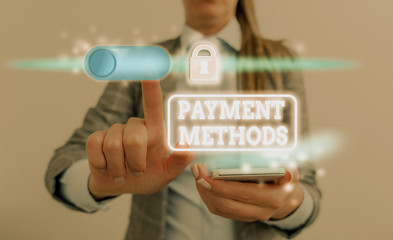Conceptual hand writing showing Payment Methods. Concept meaning trade of value from one party to...