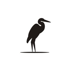 Illustration line art silhouette flying heron bird logo vector 