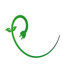 energy connector wire with leaf flat style vector illustration design