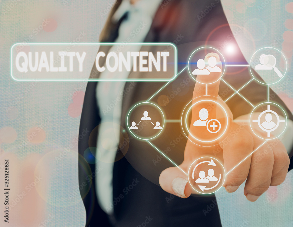 Aufkleber text sign showing quality content. business photo text content that delivers value and consists of g