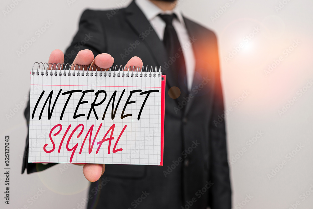 Poster text sign showing internet signal. business photo text signal strength received by a phone from a ce