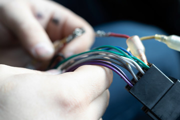 automotive connector colored wires in the car