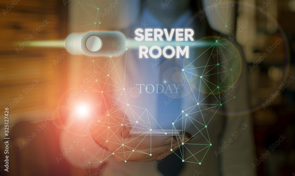 Poster handwriting text server room. conceptual photo a room used to store power and operate computer serve