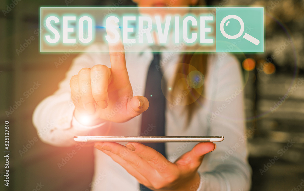 Poster text sign showing seo service. business photo text suite of techniques and procedures to surge websi