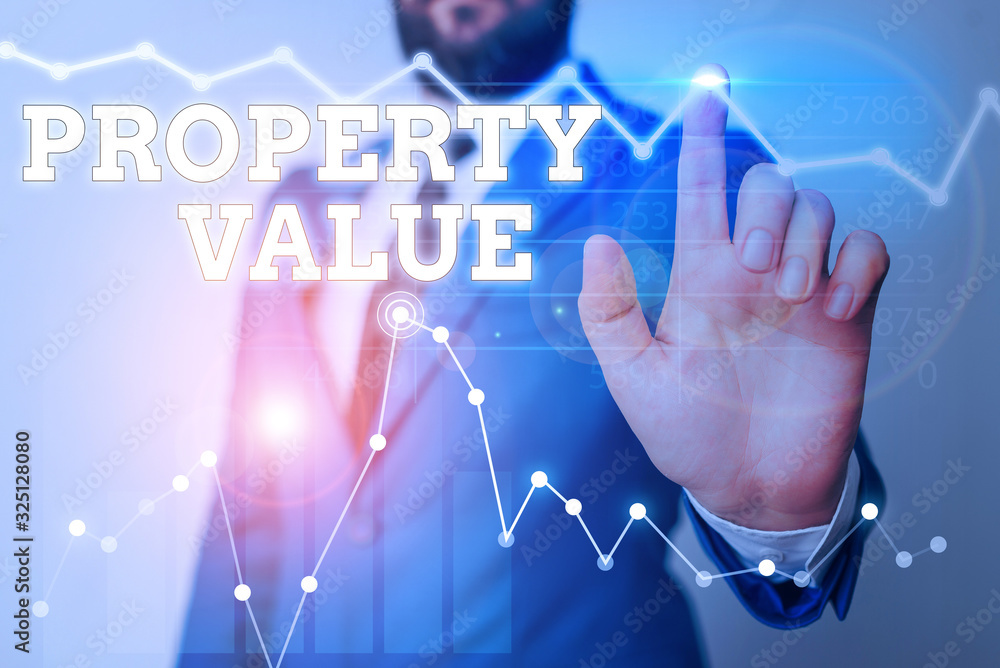 Poster writing note showing property value. business concept for refers to the fair market value of a given