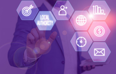 Word writing text Local Authority. Business photo showcasing the group of showing who govern an...