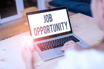 Conceptual hand writing showing Job Opportunity. Concept meaning an opportunity of employment or...