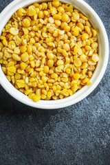 dry peas boiled porridge healthy food (meat product sausage) menu concept background. top view. copy spaces