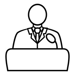 Vector Politician Icon - Man in Suit in front of Microphone