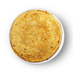 Homemade pancakes isolated on white background. Pancake week. Delicious breakfast