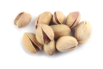 Pistachio nuts isolated on white