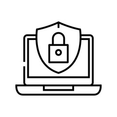 Computer protection line icon, concept sign, outline vector illustration, linear symbol.