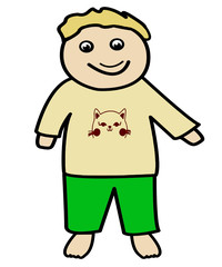 Obraz premium cute blond boy standing, illustration