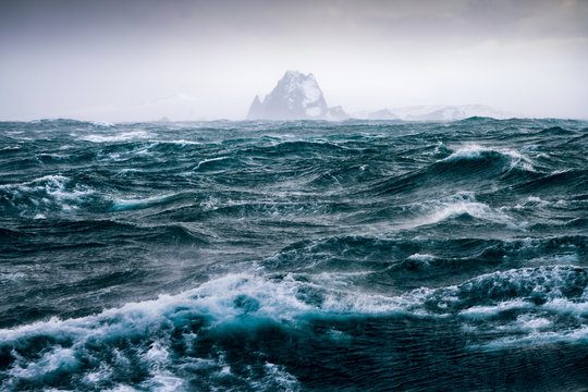 Ruff Storm At South Shetland Islands, Antarctica