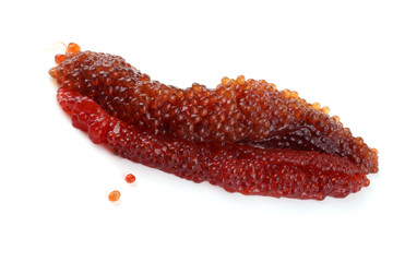 Red caviar isolated on white