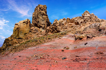 Fototapeta premium visit of the Teide park and its desert landscapes in Tenerife