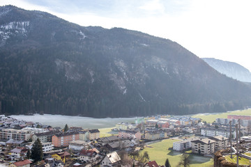 Fototapeta na wymiar Panoramic view of Kufstein Austria, wonderful mountain panorama with a distant view