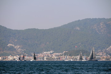 Yachts in the Bay near the Turkish city of Marmaris