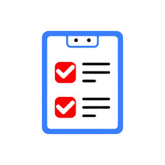 check list notepad with blue and red color filled vector icon