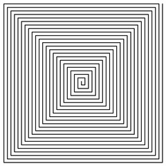 Square spiral background pattern. Thin black line style edgy swirl illustration. Adjustable stroke width.
