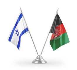 Afghanistan and Israel table flags isolated on white 3D rendering