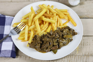 rognons de porc en sauce et frites