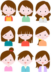 女性アイコン9人セット