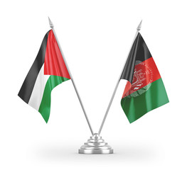 Afghanistan and Palestine table flags isolated on white 3D rendering