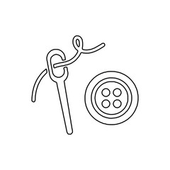 needle with Thread and Button outline Vector icon
