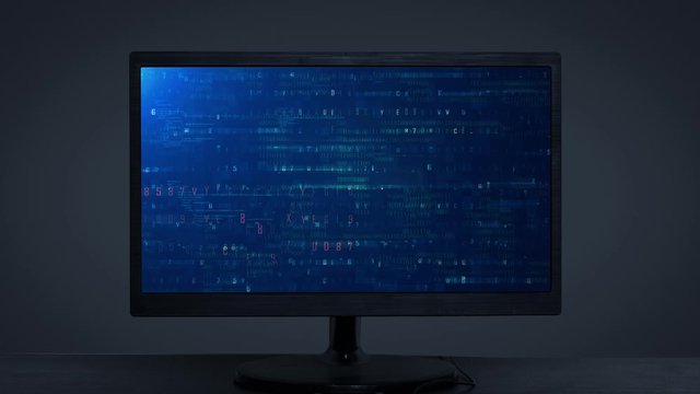 Hacking code data flow displaying on monitor