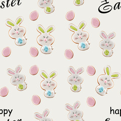 Easter ginger cookies isolated on creamy.