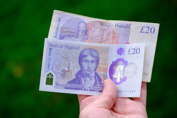 New 20 Pound banknote issued in February 2020 in the United Kingdom. 
