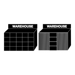 Open warehouse icon. Outline open warehouse vector icon for web design on white background. Silhouette vector design. Illustration design. 