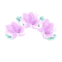 Fototapeta na wymiar Airy flower watercolor decoration white backgroud
