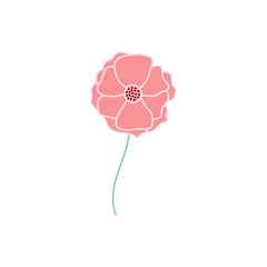 Poppy flower vector illustration isolated on a white background for web and mobile.For greeting cards, birthday cards, mother's day,women's day.