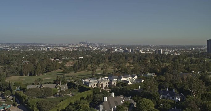 Los Angeles Aerial v205 Westwood, Century City spanning cityscape from above Holmby Hills mansions - October 2019