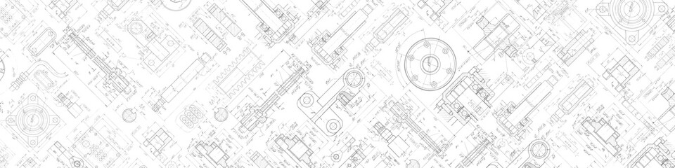 Technical drawing background .Mechanical Engineering background . . Technology Banner.Vector illustration .	 - obrazy, fototapety, plakaty