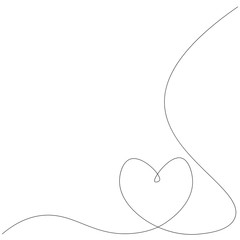 Heart background design, one line draw vector illustration