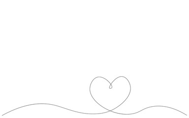Heart background valentine day one line draw vector illustration