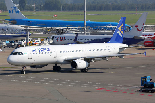 Air Astana Airbus A321 Airplane At Amsterdam Airport