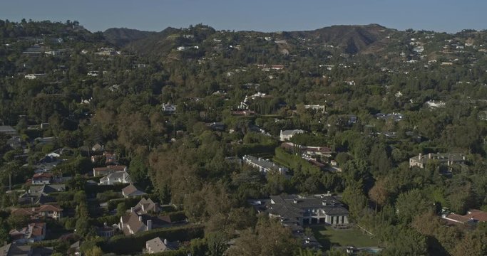 Los Angeles Aerial v208 Panoramic view of Bel Air and Holmby Hills mansions with construction in view - October 2019