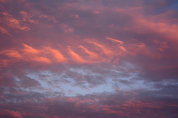 Dramatic sunset dark sky with orange clouds