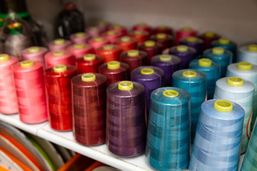 Colorful thread spools used in fabric industry